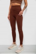 Лосины женские однотонные в рубчик, цвет коричневый, 214RU200 - фото № 2