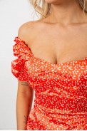 Платье женское однотонное в горошек, цвет красный, 244R0456 - фото № 4