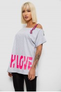Футболка женская с принтом, цвет серый, 244R2158 - фото № 2