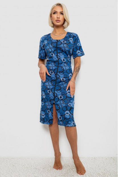 Халат женский на молнии с принтом, цвет синий, 257R1030-1