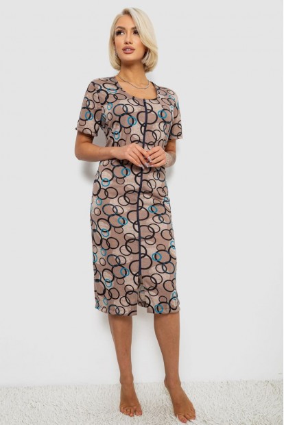 Халат женский на молнии с принтом, цвет мокко, 257R1030-1