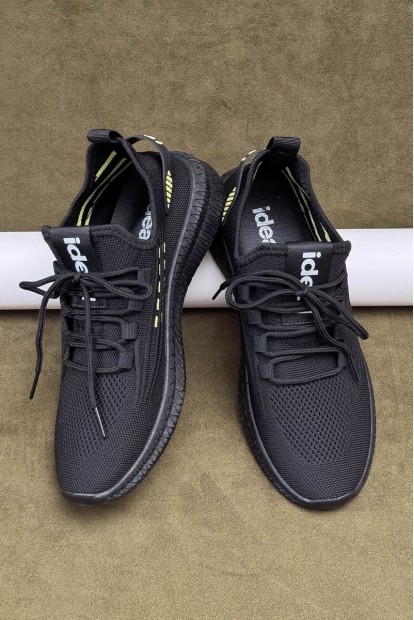 Кроссовки мужские текстиль, цвет черно-желтый, 243RF58-1