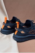 Кросівки чоловічі текстиль, колір чорно-помаранчевий, 243RF58-1 оптом - фото № 3