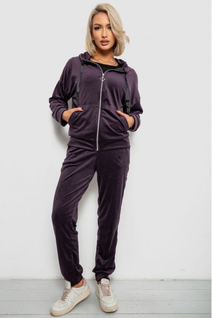 Спортивный костюм женский велюровый, цвет темно-сливовый, 257R4119