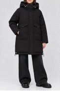 Куртка женская однотонная с капюшоном зимняя, цвет черный, 244R8803 - фото № 0