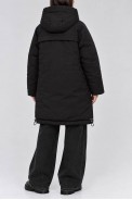 Куртка женская однотонная с капюшоном зимняя, цвет черный, 244R8803 - фото № 2