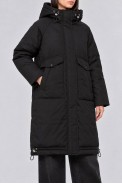 Куртка женская однотонная с капюшоном зимняя, цвет черный, 244R8803 - фото № 3