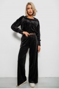 Спортивный костюм женский велровый, цвет черный, 257R4125 - фото № 0