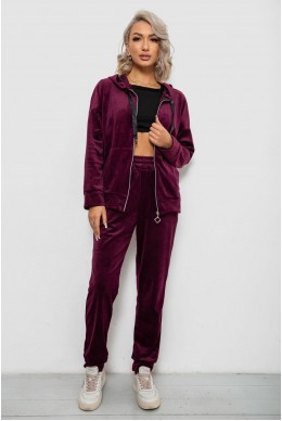 Спортивный костюм женский велюровый, цвет сливовый, 257R4119