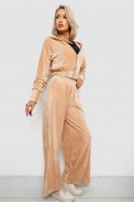 Спортивный костюм женский велровый, цвет бежевый, 257R4125 - фото № 0