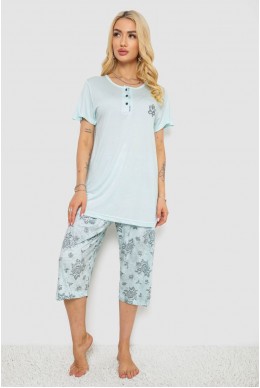 Піжама жіноча з принтом  -уцінка, колір м'ятний, 243R6788-U-10