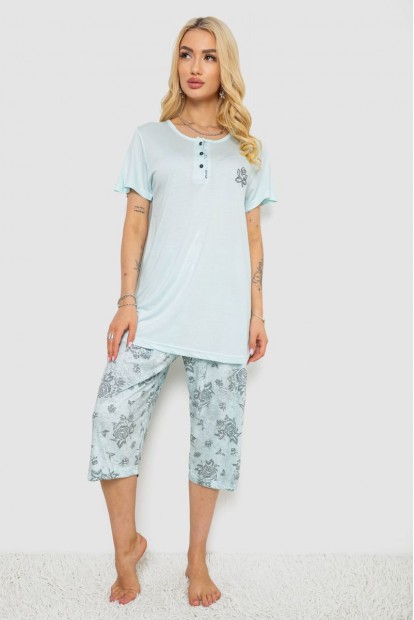 Піжама жіноча з принтом  -уцінка, колір м'ятний, 243R6788-U-10