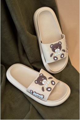 Шльопанці жіночі з аплікацією, колір бежевий, 243R5028-3