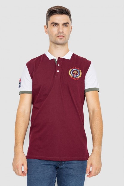 Поло чоловіче з принтом  -уцінка, колір бордовий, 247R317-U