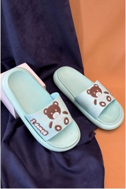 Шльопанці жіночі з аплікацією, колір блакитний, 243R5028-3