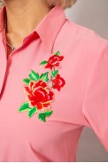 Рубашка женская классическая с аппликацией, цвет розовый, 230R014-3 - фото № 4