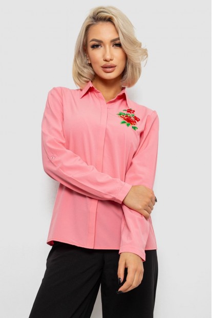 Рубашка женская классическая с аппликацией, цвет розовый, 230R014-3