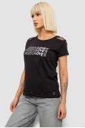 Футболка женская с принтом, цвет черный, 244R2232 - фото № 2