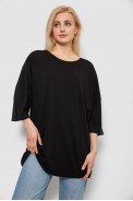 Футболка женская однотонная, цвет черный, 244R3018 - фото № 0