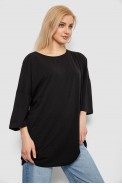 Футболка женская однотонная, цвет черный, 244R3018 - фото № 2