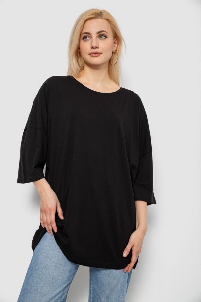 Футболка женская однотонная, цвет черный, 244R3018