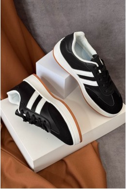 Кросівки жіночі екошкіра, колір чорно-білий, 248RJH700-8