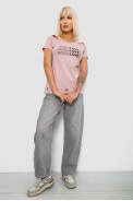 Футболка жіноча з принтом, колір пудровий, 244R2232 - фото № 1