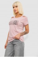 Футболка жіноча з принтом, колір пудровий, 244R2232 - фото № 2