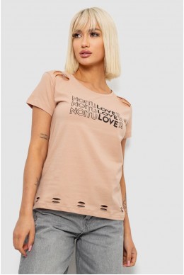 Футболка жіноча з принтом, колір бежевий, 244R2232