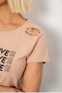 Футболка жіноча з принтом, колір бежевий, 244R2232 - фото № 4