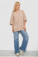 Футболка женская однотонная, цвет бежевый, 244R3018 - фото № 1