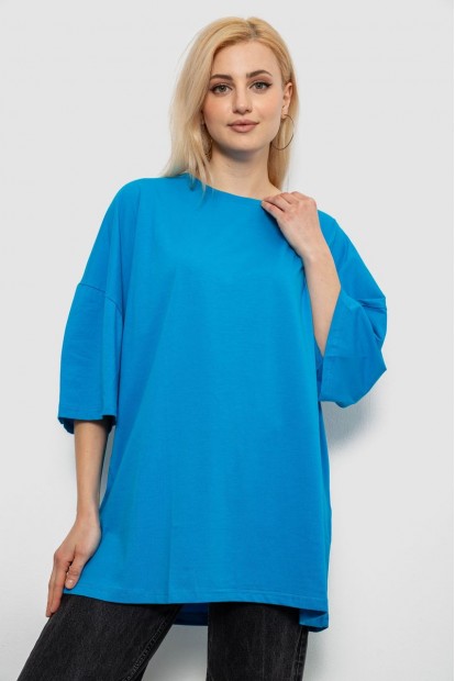 Футболка женская однотонная, цвет голубой, 244R3018