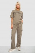 Костюм женский повседневный однотонный, цвет хаки, 221R104 - фото № 0