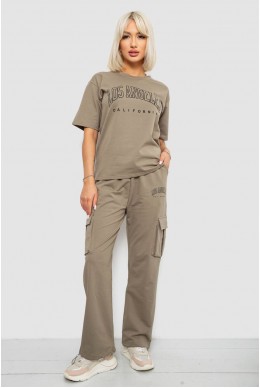 Костюм жіночий повсякденний однотонний, колір хакі, 221R104