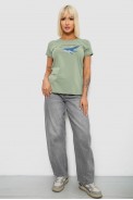 Футболка женская с принтом, цвет оливковый, 244R1006 - фото № 1
