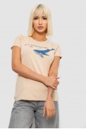 Футболка женская с принтом, цвет бежевый, 244R1006 - фото № 0