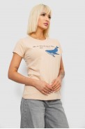 Футболка женская с принтом, цвет бежевый, 244R1006 - фото № 2