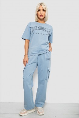 Костюм жіночий повсякденний однотонний, колір блакитний, 221R104