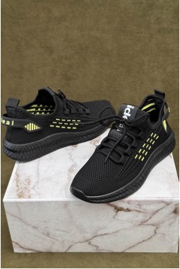 Кросівки жіночі  текстиль, колір чорно-жовтий, 243RF58