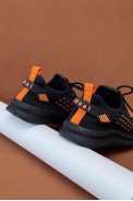 Кросівки жіночі  текстиль, колір чорно-помаранчевий, 243RF58 - фото № 3