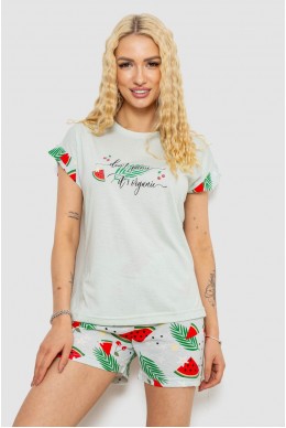 Пижама женская с принтом, цвет светло-оливковый, 243R2103