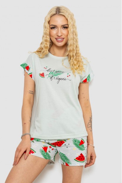 Пижама женская с принтом, цвет светло-оливковый, 243R2103