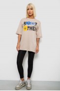 Футболка жіноча з принтом, колір бежевий, 244R2803 - фото № 1