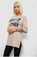 Футболка жіноча з принтом, колір бежевий, 244R2803 - фото № 2