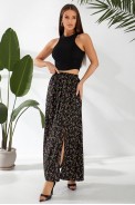 Юбка софт с цветочным принтом, цвет черный, 257R11 - фото № 1