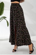 Юбка софт с цветочным принтом, цвет черный, 257R11 - фото № 5