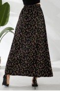 Юбка софт с цветочным принтом, цвет черный, 257R11 - фото № 6