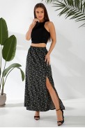 Юбка софт с цветочным принтом, цвет черный, 257R11 - фото № 8