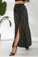 Юбка софт с цветочным принтом, цвет черный, 257R11 - фото № 10