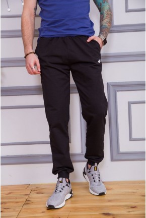 Спортивні чоловічі штани з манжетами чорного кольору 190R230